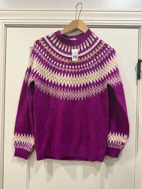 LOFT Fair Isle Sweater Size S Purple